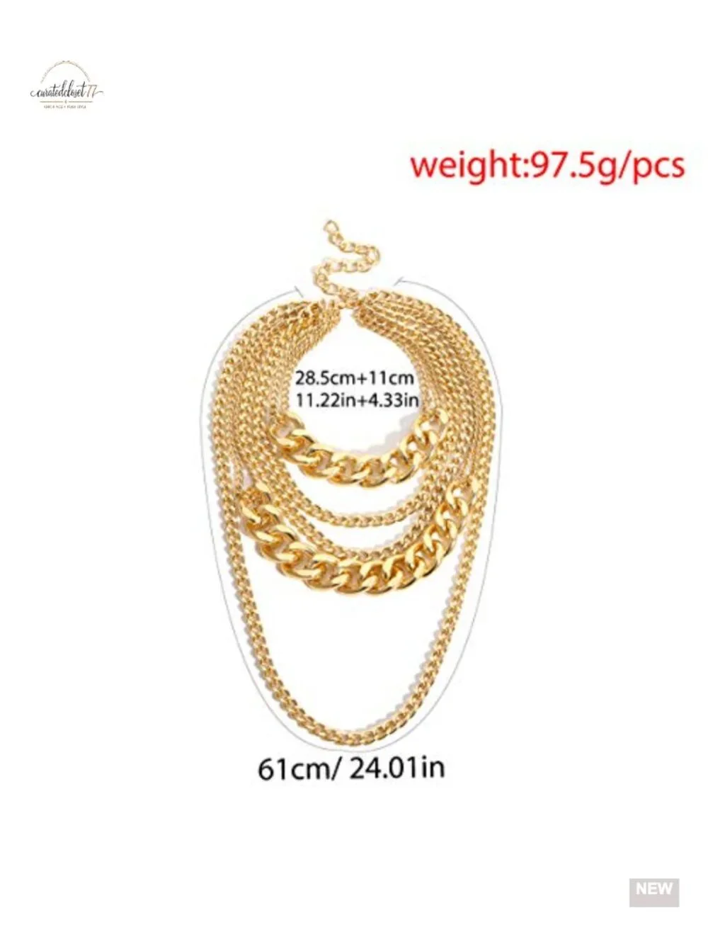 Chunky Gold Plated Link Chain Statement Necklace for Women 80s 90s Hip Hop